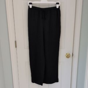 Quince Washable Silk Drawstring Wide Leg Pants Black